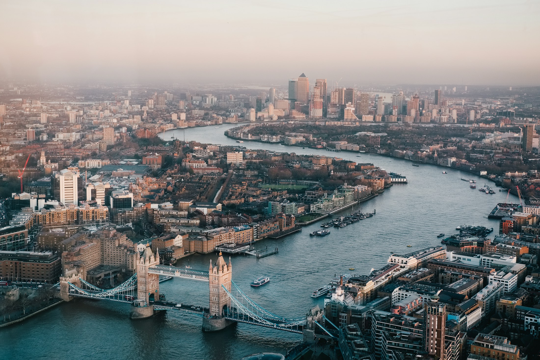 London skyline above the River Thames